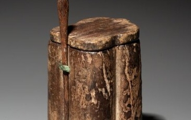 Ancient Egyptian Wood New Kingdom. Kohl jar quadruple vase. Ex. Collection W. Arnold Meijer. Published.