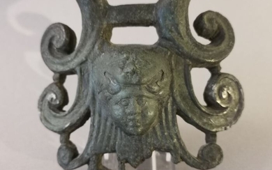 Ancient Roman Bronze Magnificent Handle w. Figural Decoration