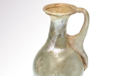 Ancient Roman Glass Jug with Excellent Iridescence, Intact