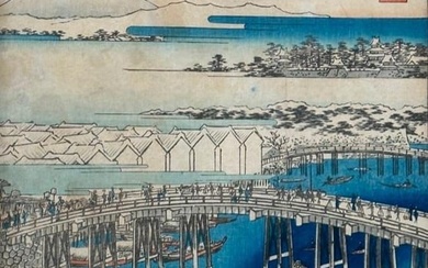 Ando Hiroshige Woodblock, "Nihonbashi Clearing after Snow"