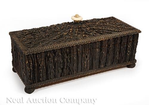 Anglo-Indian Carved Staghorn Glove Box