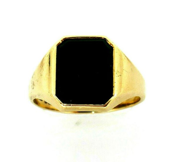 Antique 9k Yellow Gold Onyx Signet Ring