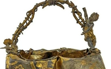 Antique French gilt & silver bronze basket