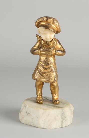Antique French gilt bronze figure on marble base.