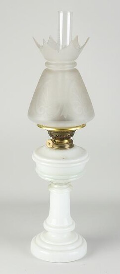 Antique Opaline Glass Petroleum Lamp