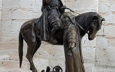 Arabian Man on Horseback Bronze Sculpture Statue Arab Horse Rider by Dubucand