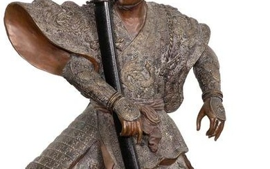 Asian Style Bronze Warrior Statue