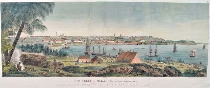 Australia, Sydney; Charles Alexandre Lesueur / Paris: Langlois, 1811. - Nouvelle-Hollande: Nouvelle Galles du Sud. Vue de la partie meridionale de la Ville Sydney. - 1801-1820