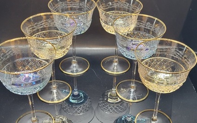 BORMIOLI - Drinking set (6) - simply the most refined blu and amber goblets in gold - .999 (24 kt) gold, Crystal