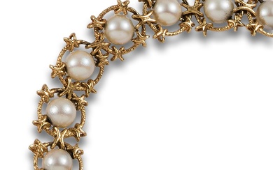 BRACELET, 60'S, OF PEARLS AND YELLOW GOLD