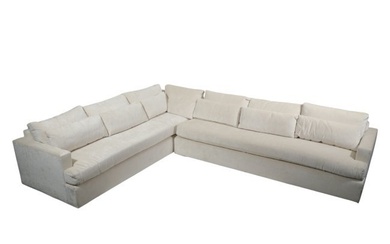Baker Furniture Co. White Chenille Sectional Couch
