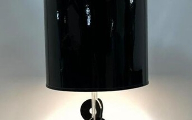 Black and Clear Lucite Acrylic Table Lamp. Stacked disc