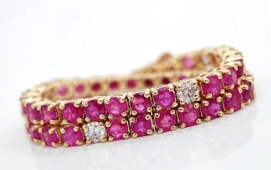 Bracelet - 14 kt. Rose gold Ruby - Diamond