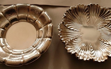 Bread basket, Centerpiece, Fruit basket (2) - .915 silver - Spain - First half 20th century