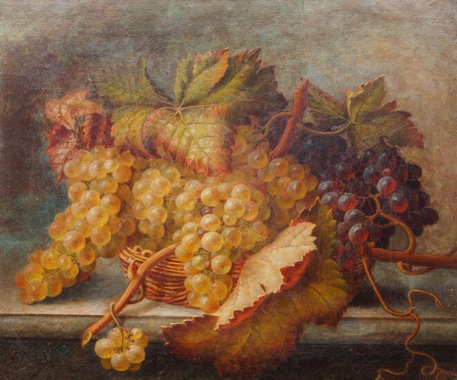 British School, late 19th century- Still life of grapes; oil on canvas, 46.5 x 55.5 cm (unframed)
