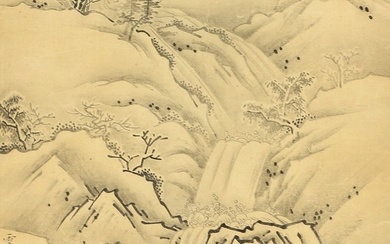 Broken Ink Landscape (Haboku Sansui) Winter Snow Mountain and River - Asakura Togetsu 朝倉等月 / Sesshu Togetsu 雪舟等月 (1700-1760) - Japan - Mid Edo period
