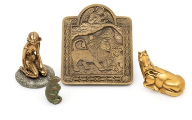 Bronze And Metal Miniature Figures Ca. 19th.c., H 2.7" 4 pcs