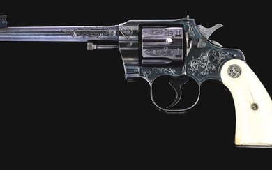(C) FACTORY ENGRAVED COLT OFFICERS TARGET MODEL DOUBLE ACTION REVOLVER.