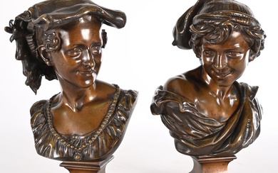 CARPEAUX Jean-Baptiste. (1827-1875). «Rieur et rieuse napolitaine N° 2». Bronze à patine brune nuancée. Très...