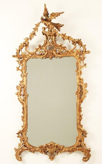 CHINESE CHIPPENDALE STYLE CARVED GILTWOOD MIRROR BY