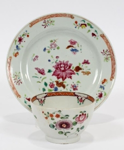 CHINESE EXPORT PORCELAIN, PLATE AND TEACUP