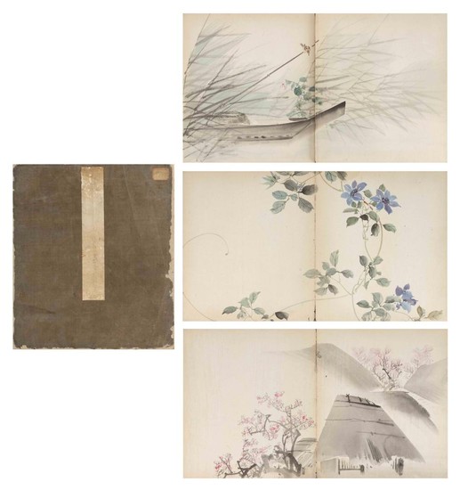 CHINESE PAINTING ALBUM Contains twenty-two paintings of birds, flowers, insects and landscape scenes. Each 12" x 21".