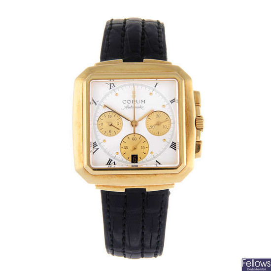 CORUM - a gentleman's 18ct yellow gold Square Chrono chronograph wrist watch.