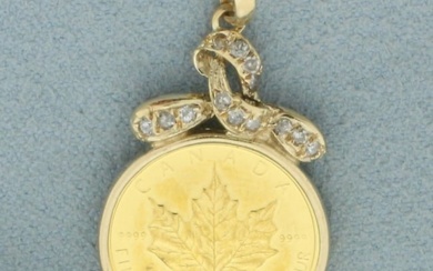Canadian Maple Leaf Gold Coin Pendant in 14k Yellow Gold