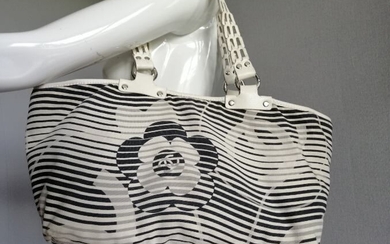 Chanel - Sac en coton et cuir blanc,double anse,siglé, dustbag Shopper bag
