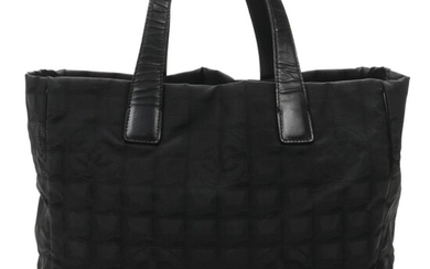 Chanel Travel Line Tote in Black CC Nylon Jacquard and Leather
