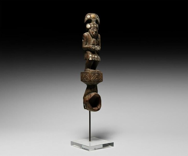 Chimu Spoon with Inlaid Standing Figure