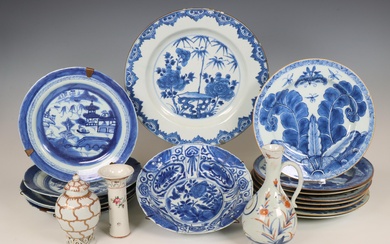 China, collection of blue and white and polychrome porcelain, 18th century