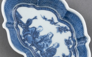 Chinees porseleinen pattipan met blauw-wit Chine de commande decor:...