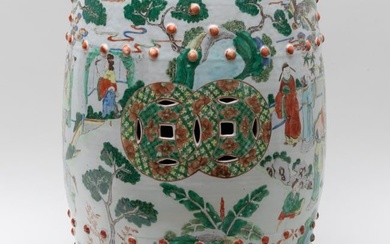 Chinese Famille Verte Porcelain Garden Seat