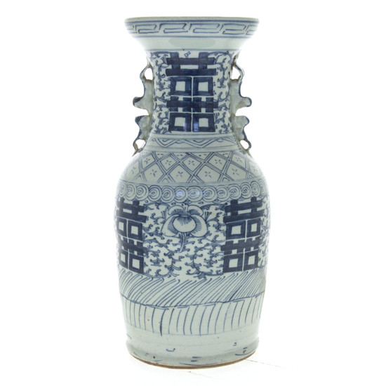 Chinese Large Old Blue and White Porcelain Vase.