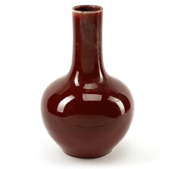 Chinese Oxblood Porcelain Gooseneck Vase.