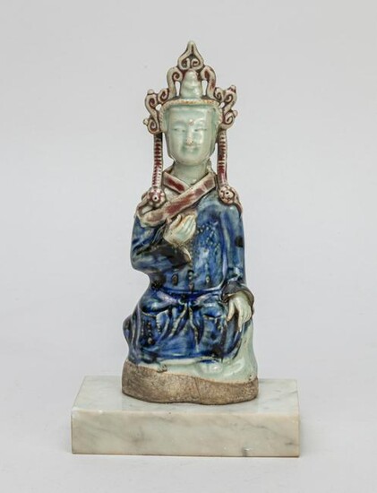 Chinese Porcelain Buddha w/ Marble Stand