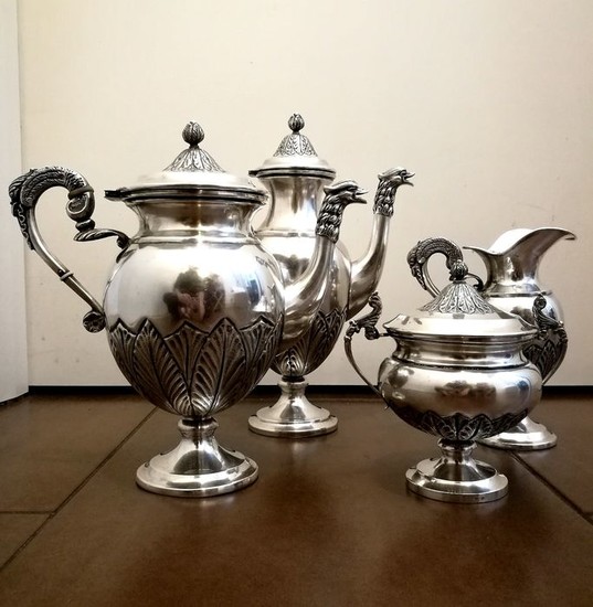 Coffee and tea service (4) - .800 silver - Italy - Late 20th century