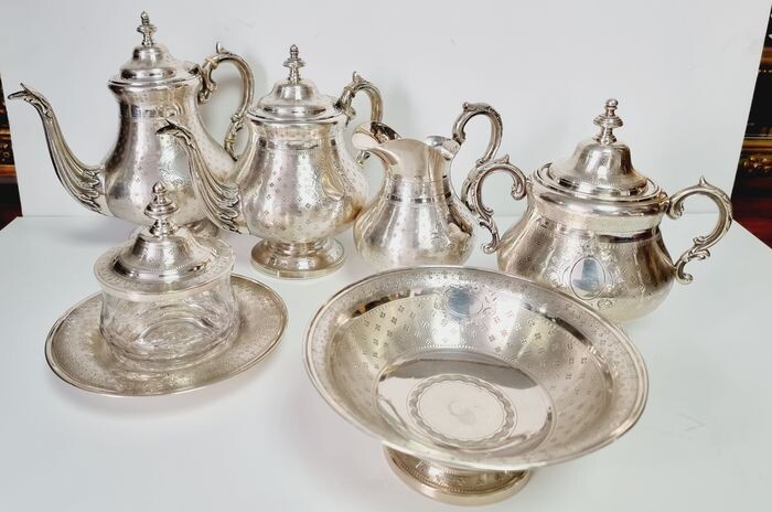 Coffee and tea service (6) - .833 silver - Second half 19th century