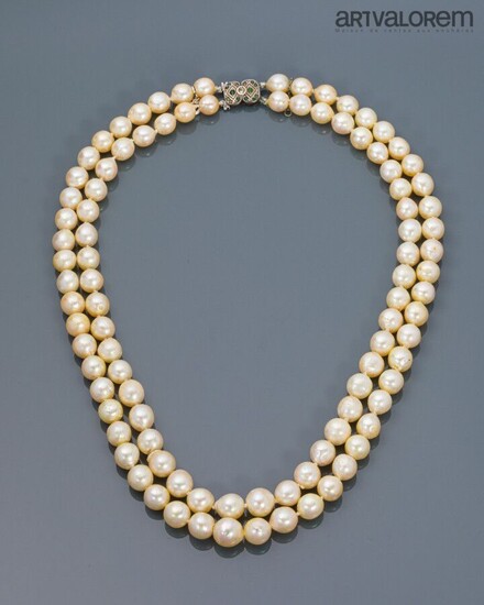 Collier de perles de culture à double rangs,... - Lot 79 - Art-Valorem
