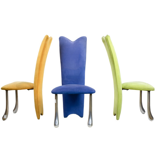 Contemporary suede dining chairs