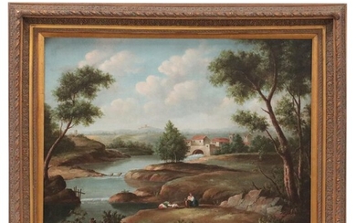 Continental School Style Landscape Oil Painting, Late 20th Century