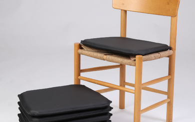 Cushion set for the 'Folkestolen', Børge Mogensen model J39. Black leather. (8)