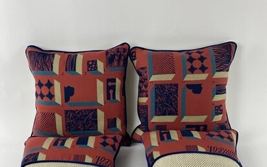Cushions made with Hermès "Squares - Terre de Sienne" fabric (4)