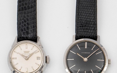 Deux montres-bracelets pour dames de Tissot ou Juvenia des années 1960. En acier. Boîtier rond...