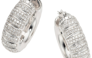 Diamond, White Gold Earrings Stones: Full-cut diamonds weighing a...