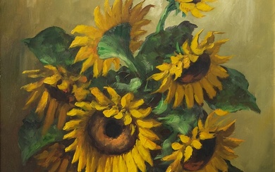 Dreyer, R. (20th century) Sunflowers, 1950s, oil on canvas.