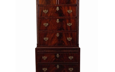 EDWARDIAN MAHOGANY CHIPPENDALE CHEST-ON-CHEST