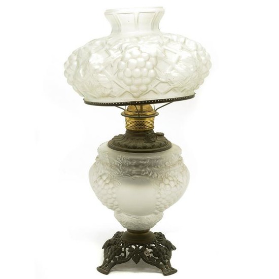 Early 20th Century Frosted Glass Converted Oil Lamp