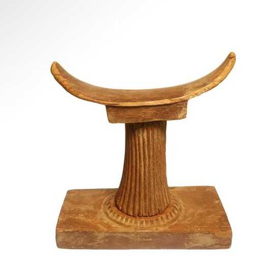 Egyptian Wooden Headrest with Column, c. 1000 B.C.